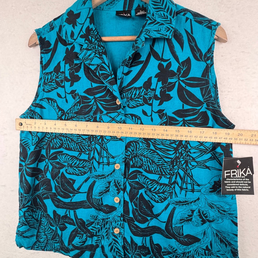 Erika Linen Blend Shirt Womens M Sleeveless Button Up - Picture 9 of 9
